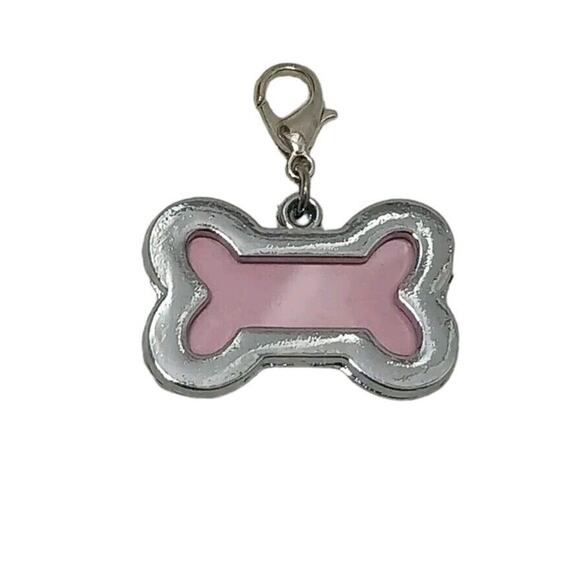 DOG BONE Photo PENDENT Simulated Diamonds Picture Charm 1" Silver Pendant FANCY - Picture 5 of 7